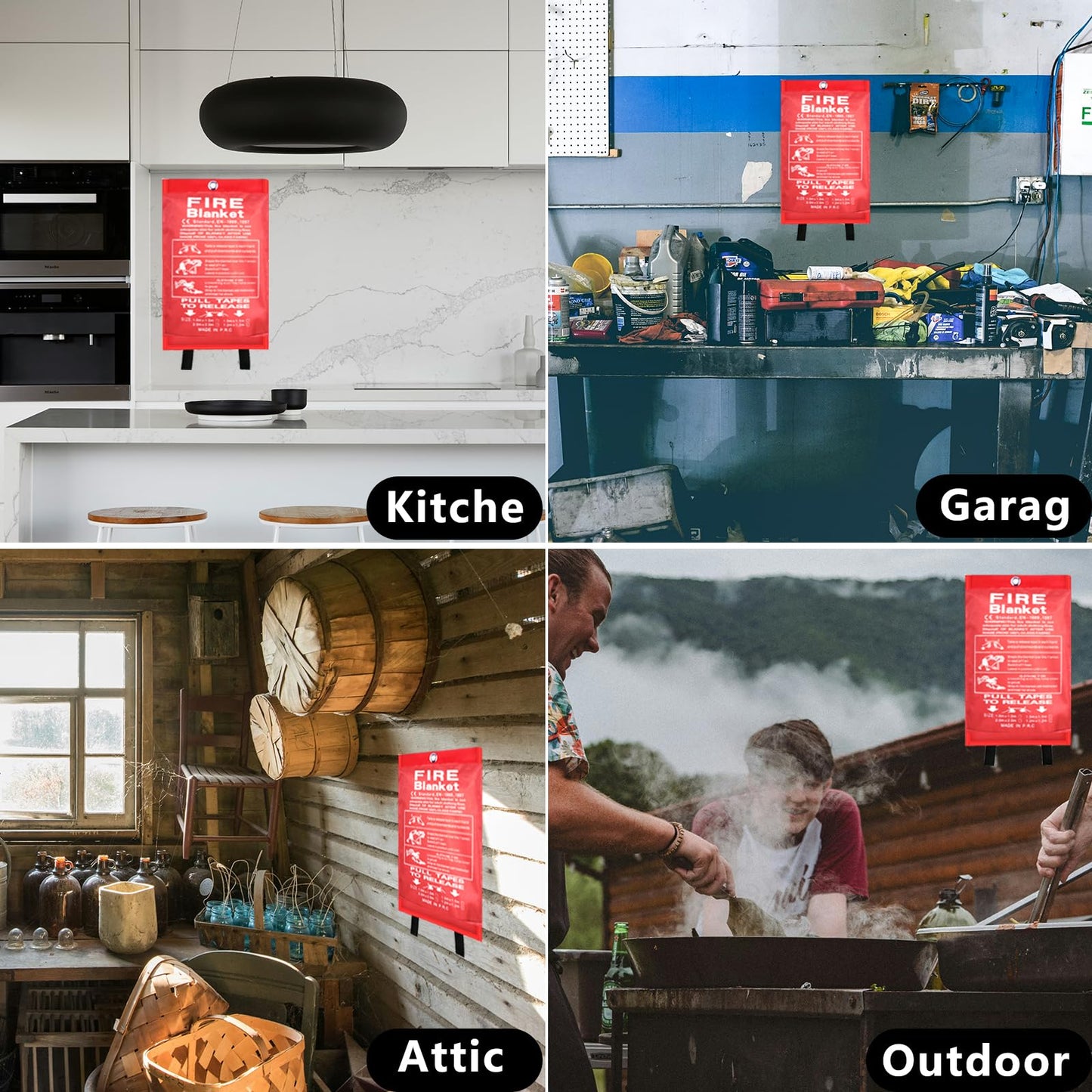 JSE Emergency Fire Blanket for Home, 2 Pack Kitchen Fire Blankets 40″ X 40″, House Flame Retardant Blankets Upgraded Thickened