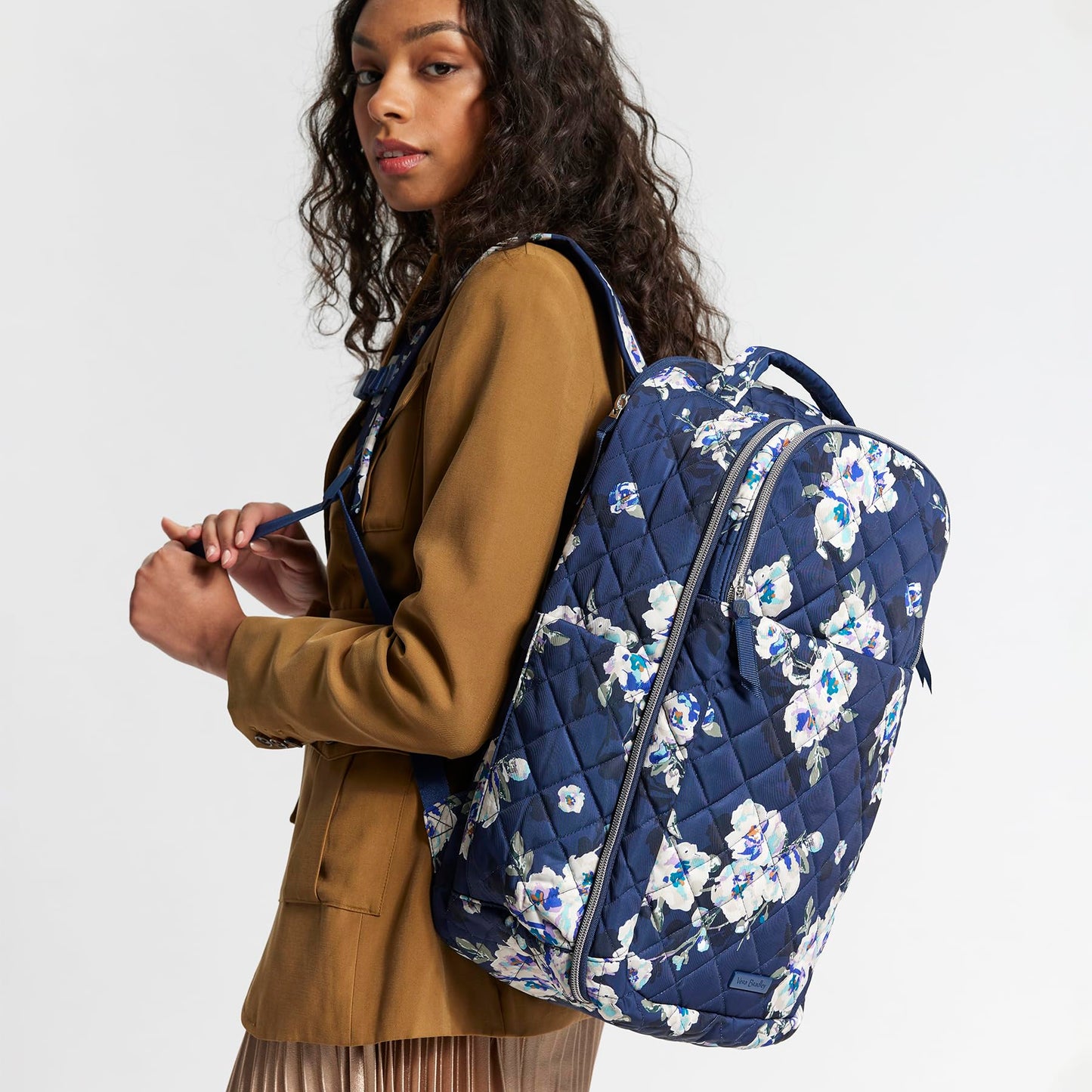 Vera Bradley Women's, Performance Twill Travel Backpack Travel Bag, Blooms and Branches Navy, One Size