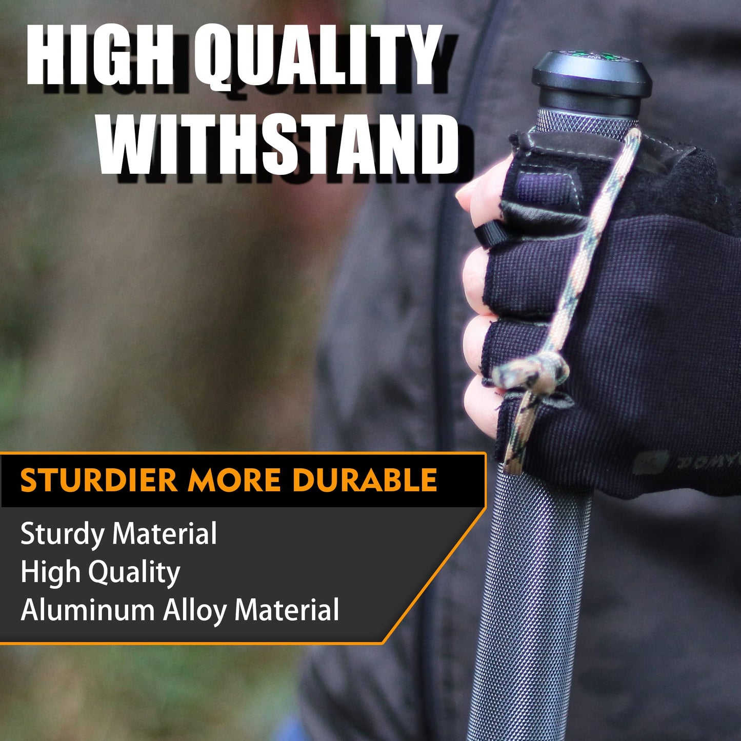 aiGear Survive Walking Hiking Stick - Outdoor Survival Hiking Staff Multitool Gear Adjustable Trekking Poles for Survival Camping Hiking 7 Tubes