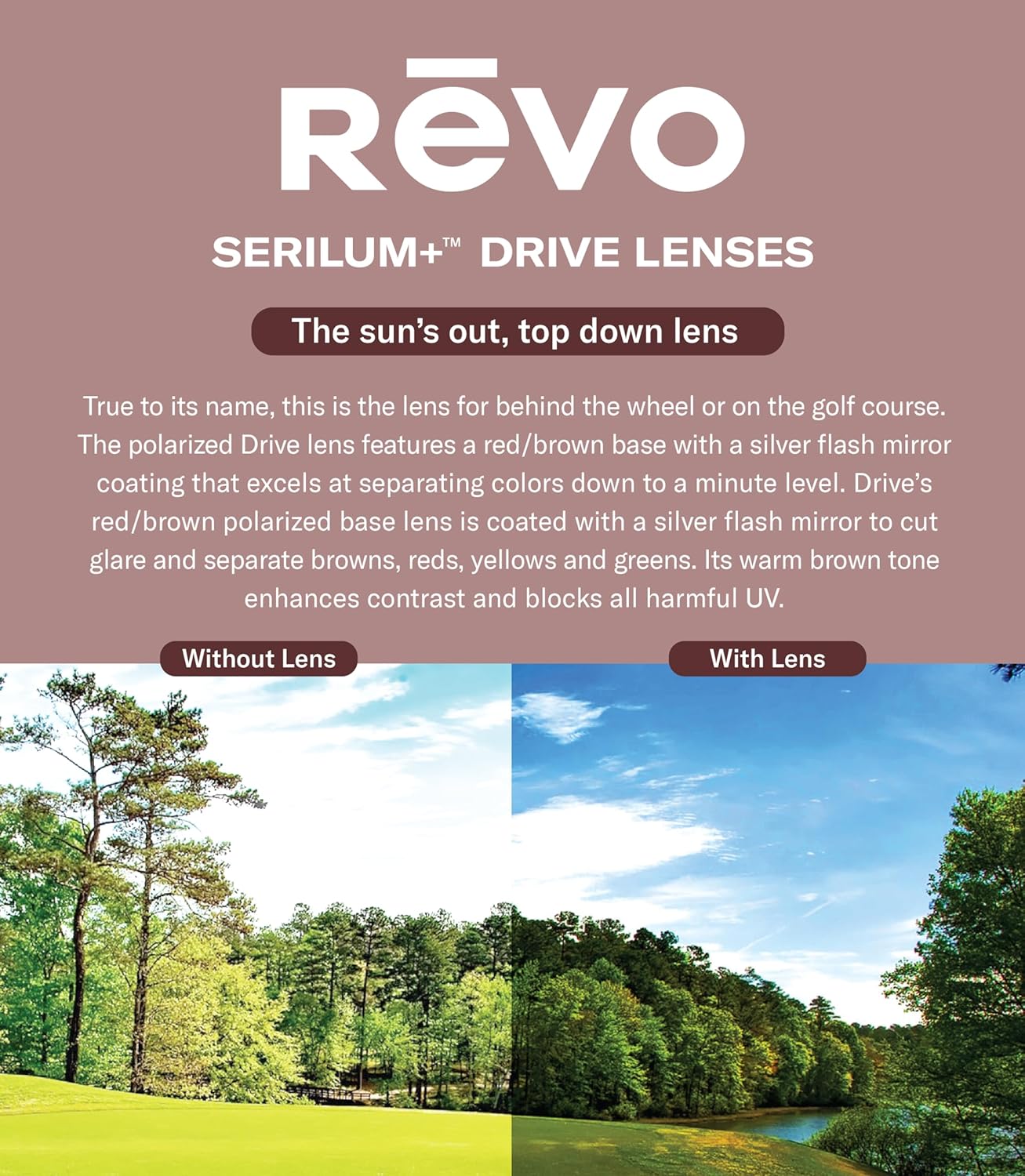 Revo Sunglasses Descend N: Polarized Lens with Rimless Rectangular Frame