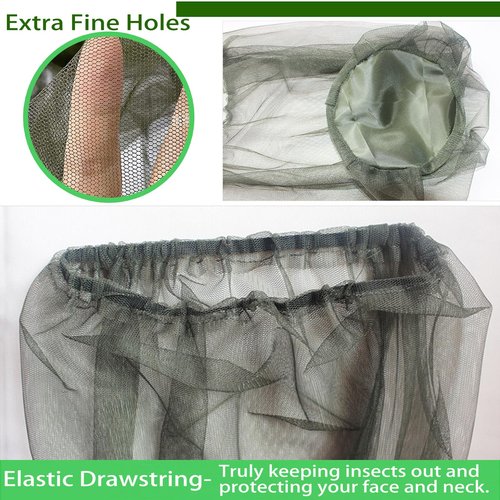 Mosquito Head Net Mesh with Extra Fine Holes Protective Cover Insect Bug Bee Mosquito Gnats,Face Netting for Any Outdoor Lover Camping/Hiking/Fishing,Fits Most Sizes of Hats