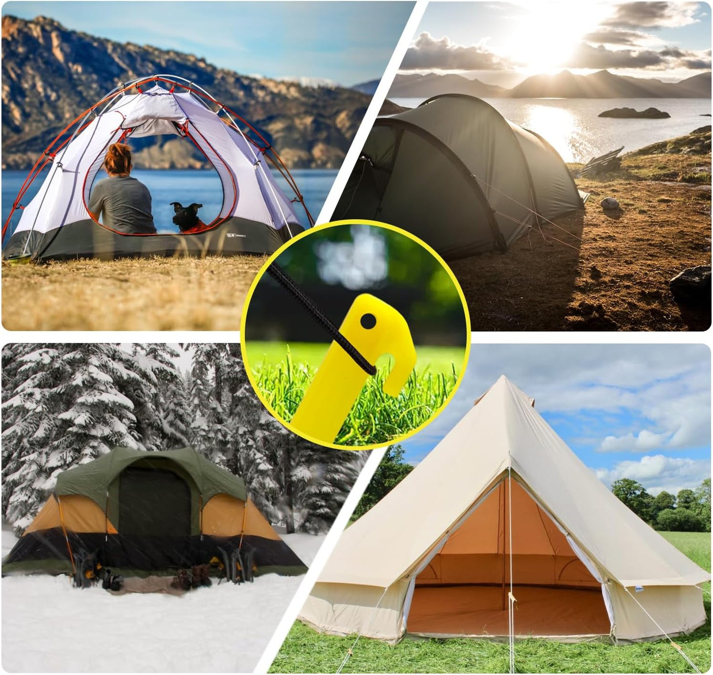 24pcs 9 inches Plastic Tent Pegs Durable Spike Hook Awning Camping Caravan Pegs Accessory,Plastic Tent Stakes Suitable for Outdoor Lawn, Beach,Garden Decoration and Fixation
