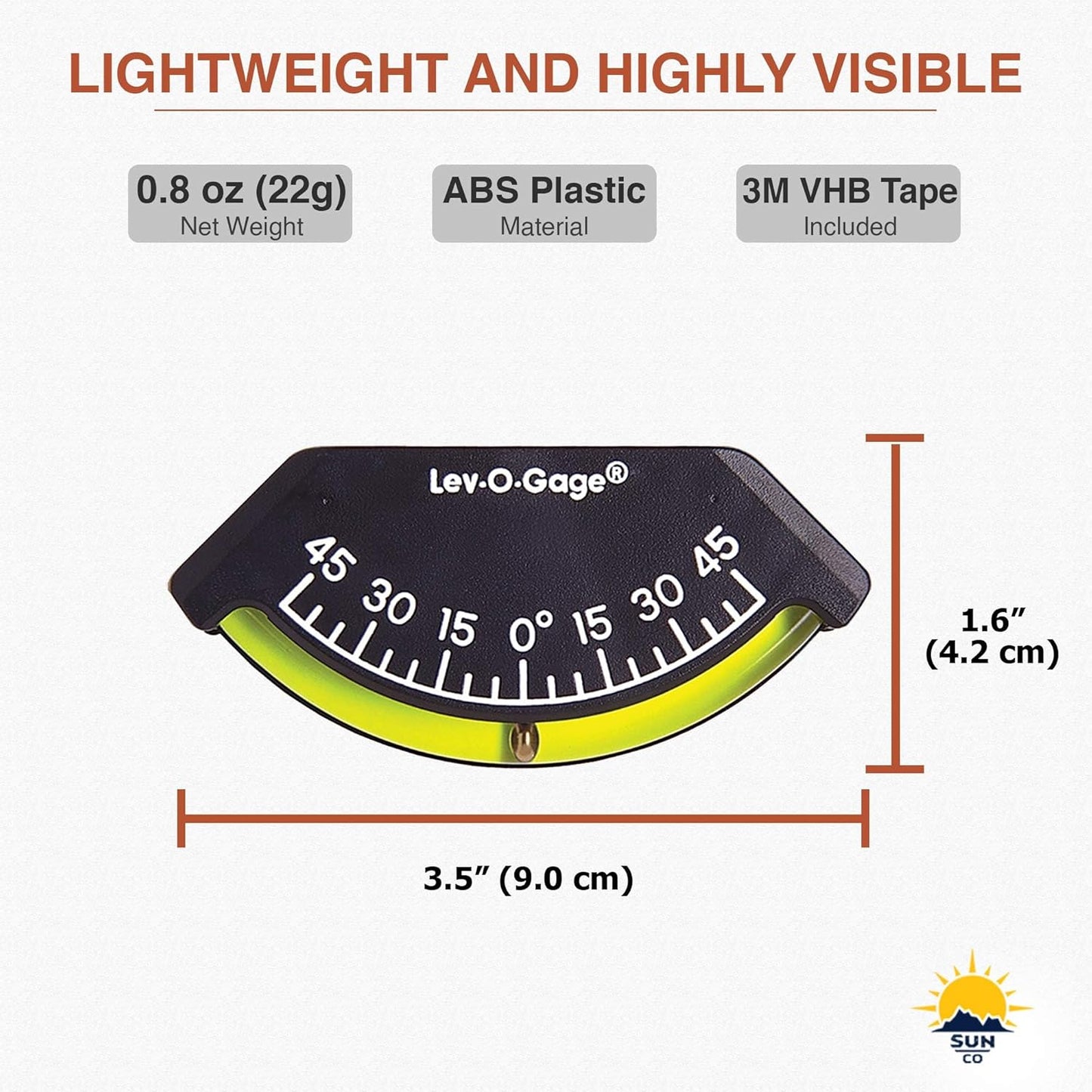 Sun Company Lev-o-gage Heel-Angle Sailing Clinometer (Marine Model) | Mounts on Bulkhead of Boat