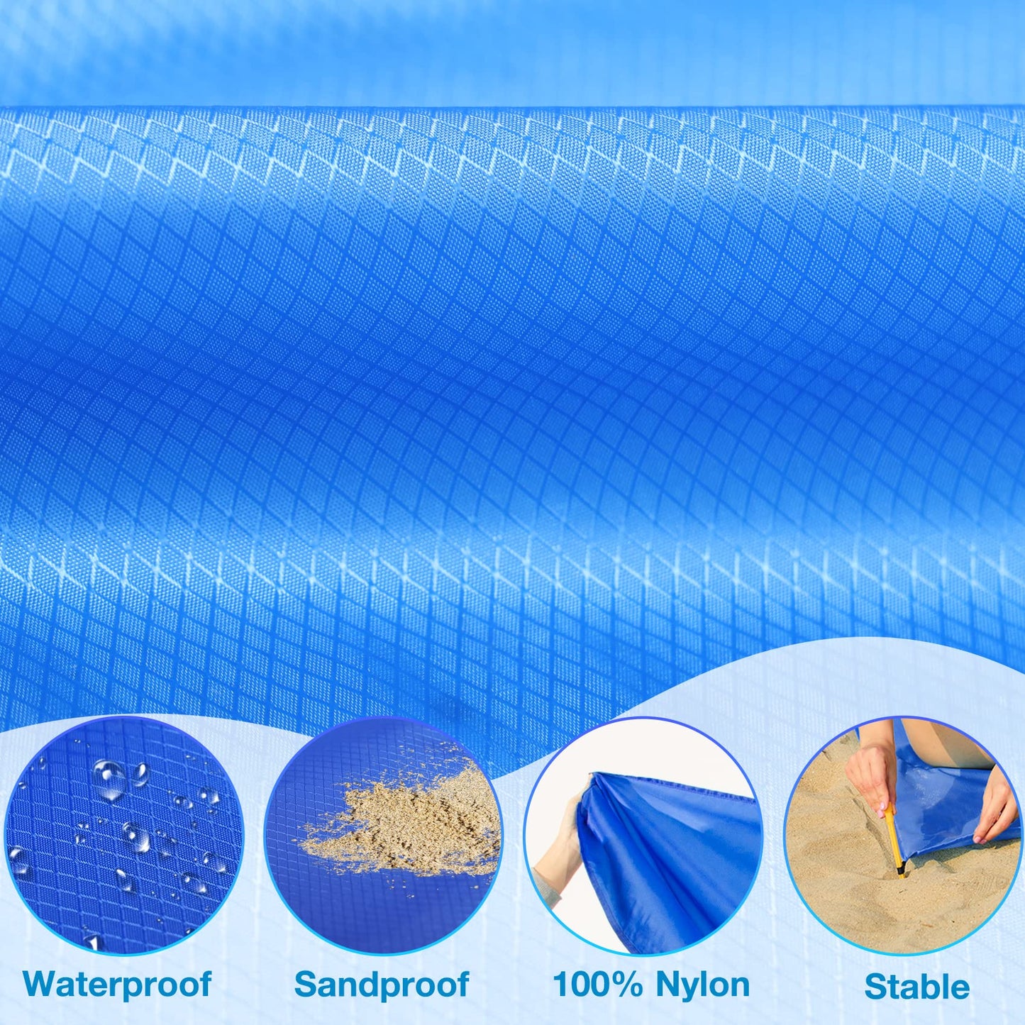 BYDOLL Nylon Beach Blanket Oversized Lightweight Soft and Durable Material,Waterproof Sandproof Quick Drying Beach Blanket