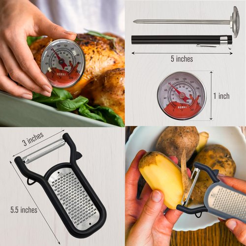 BOMKI Grilling & Camping Cooking Utensils - BBQ & Camping Kitchen Set - Cookware Accessories - Black Pro