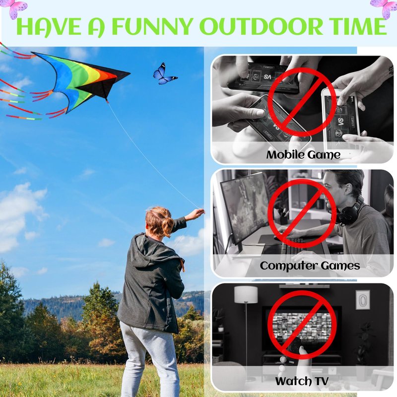 Halloscume Large Delta Kites for Adults Easy to Fly 57.1 Inch with 328.1 ft String Rainbow Beach Delta Kites for Beginner Outdoor Supplies(Classic)