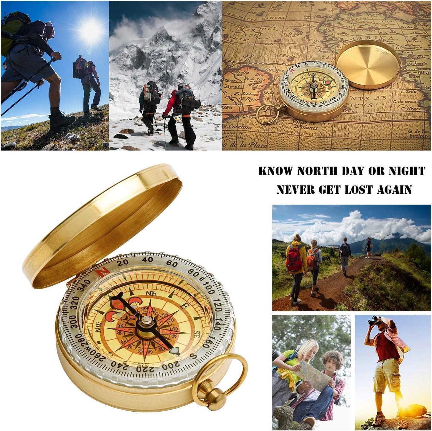 2 PCS Camping Survival Metal Compass for Hiking Camping Hunting Outdoor Military Navigation Tool