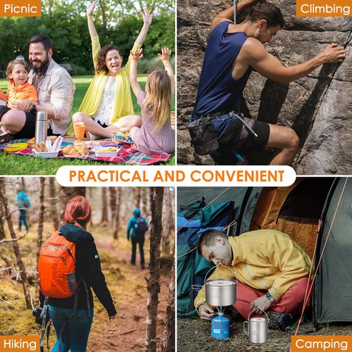 HUIOP Camping Pot, Titanium Pot 750ml/900ml/1100ml/1600ml/2000ml/2800ml Ultralight ing Pot with Lid and Foldable Handle Outdoor Camping Backpacking Cooking Picnic