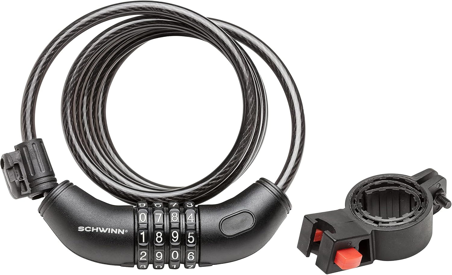Schwinn Combination Bike Lock in Braided Steel Cable, 6 feet x 12 mm Anti Theft Bicycle Lock, Black, Security Level 3