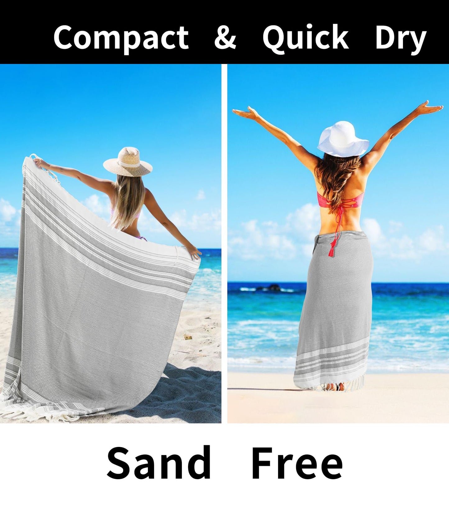 2 Pack Ginat Turkish Beach Towels Boho Beach Throw Blankets Large Camping Blankets Anti Resistant Sand Free Quick Dry Lightweight Travel Essentials XL Big Huge Glamping Tent Gear Must Haves