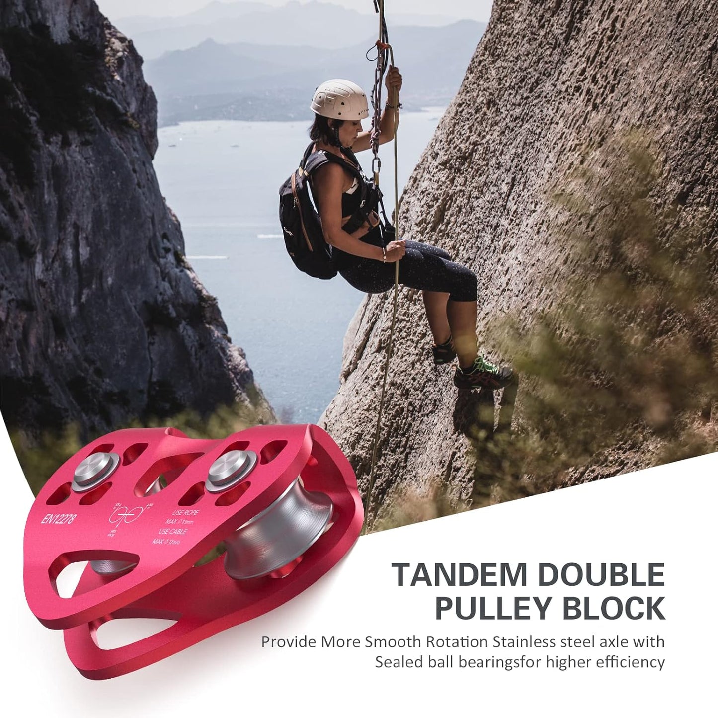 Lixada Zipline Pulley 30KN Trolley Rescue for 1/4 5/16 3/8 1/2 Cable Backyard Zipline, Hauling, Rigging and Commercial Purposes,Holds Upto 6700lbs