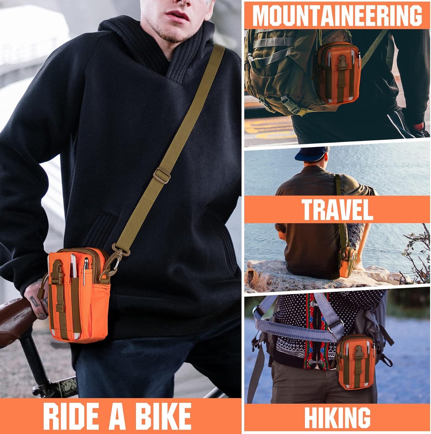 IronSeals Tactical Molle Phone Pouch Compact Utility Belt Waist Bag with Shoulder Strap for iPhone 14 Plus/14 Pro Max/14 Pro/14/13 Pro Max/13/12 Pro