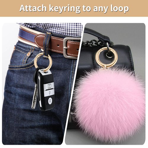 Gkeygo Key Ring Clip, 1 Inch Keychain Rings, 8 Pack Round Carabiner Clip for Keys, Buckle, Bags, Purses - Key Chain Hooks Replacement Keychains Lanyard DIY Crafts, Light Gold