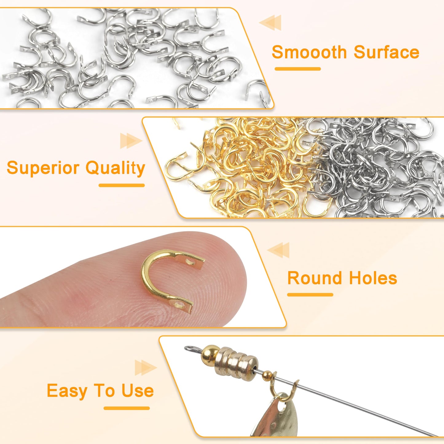 Fishing Spinner Clevis Kit,400pcs Easy Spin Spinner Clevis Quick Change Spinner Blades Clevis Folded Clevis for Lure Making Supplies Walleye Spinner Rig Crawler Harness Spinner Making Clevis