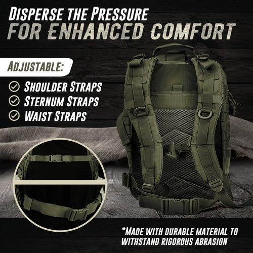 Tru Salute 45L Military Tactical Backpack Large Army 3 Day Assault Pack Molle Bug out Bag Rucksack (Amy Green)