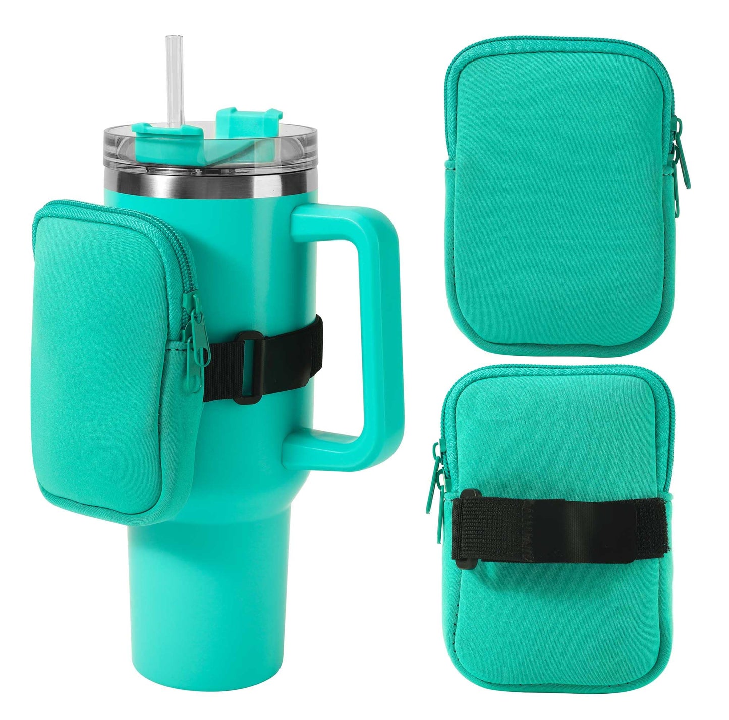 HAIBOLAN Water Bottle Pouch for Cup Gym Accessories Running Water Bottle Handheld Caddy Compatible with 40oz 30oz 20oz Tumbler Small Stuff Sleeve Bag for Earphone, Cards and Keys