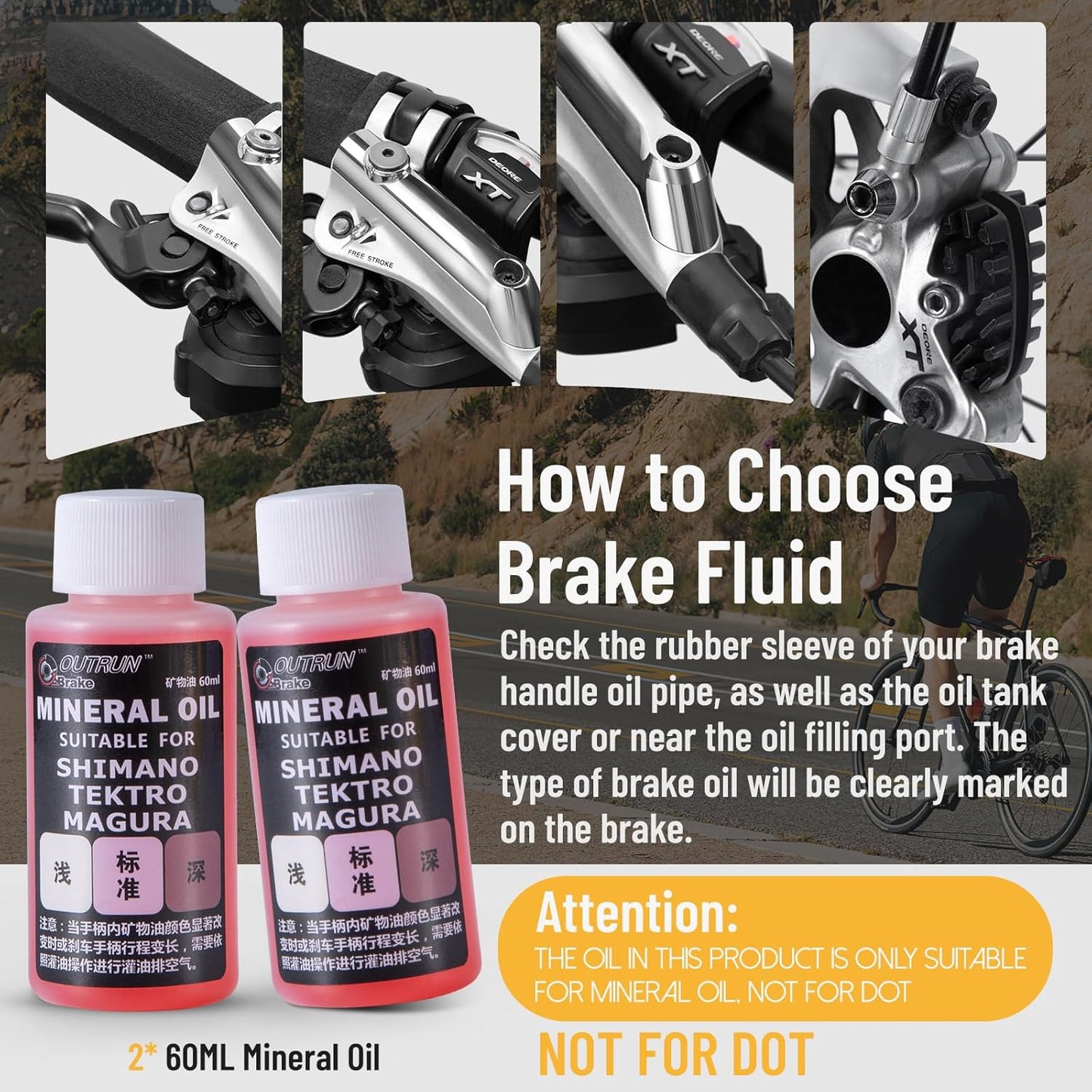 WEST BIKING Brake Bleed Kit for Shimano, Tektro Hydraulic Disc Brakes, Bicycle Brake Fluid Bleeder Kit with 120Ml Mineral Oil Brake Fluid, Connector for MTB/Road Bike Brake
