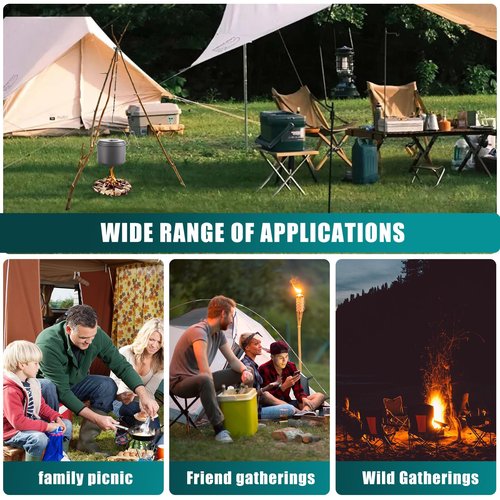 Camping Tripod Board-camping essentials、Turn Branches into Campfire Tripod ,fire pit grill,with Adjustable Chain for Hanging Cookware,Portable Camping Gear