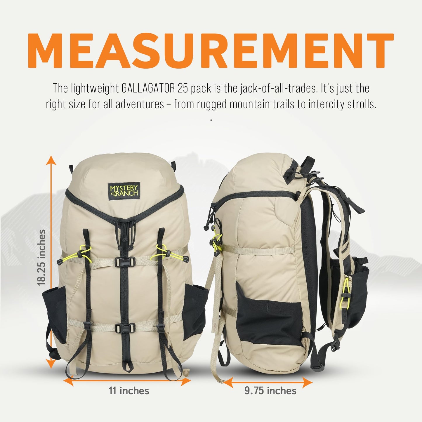 Mystery Ranch Gallagator 25 Backpack – Weather Resistant Travel Bag with Sternum Strap – Hummus Dobby, 25L, L/XL