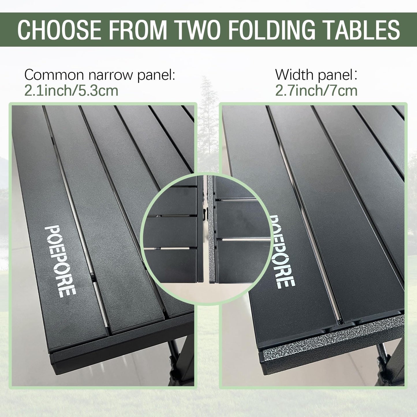 POEPORE Large Folding Camping Table Aluminum with Storage for 4-6 People 55"X27.5" Roll Up Tall Outdoor Portable Table Lightweight with Carry Bag for Picnic BBQ Backyard Beach
