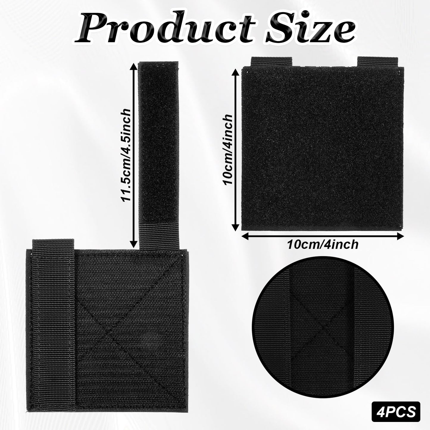 4pcs 4'' X 4'' Badges Tactical Moller Hook and Loop Moller Panel, Moller Patch Panel Hook&Loop for Patch Display Board