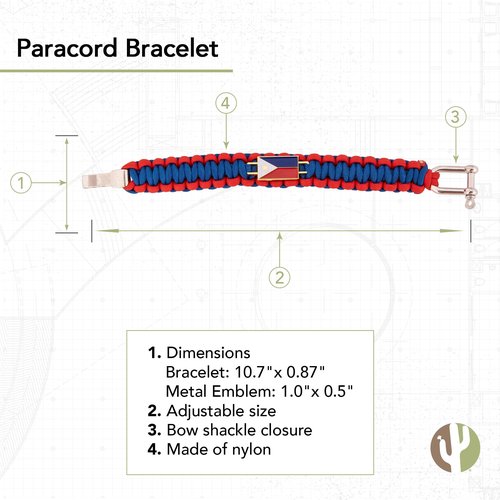 Desert Cactus Philippines Flag Paracord Bracelet - Adjustable Size (Paracord)