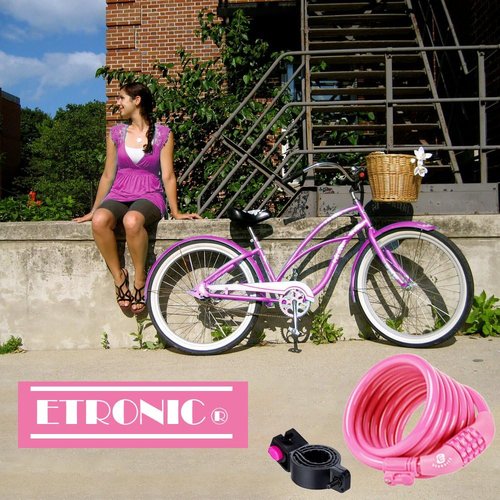 Etronic Bike Lock M6, Cable Lock 6 Feet Long Coiled Security Resettable Combo Combination Lock Bicycle Lock with Mounting Bracket