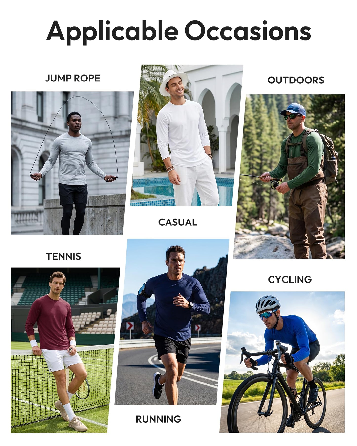 BALENNZ Long Sleeve Tee Shirts for Men - Moisture Wicking Quick Dry Long Sleeve Shirts UV Sun Protection T-Shirts for Running Heather Black, Dark Grey, Light Grey, Blue, Red, Army Green, Teal Large