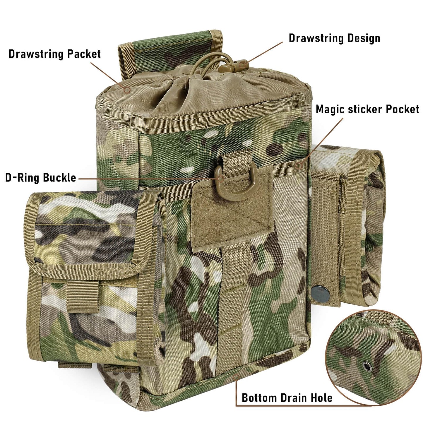 Dump Pouch-Tactical molle Pouches, Drawstring Magazine Utility Pouch Folding Dump Pouch Waist Bag. (MC)