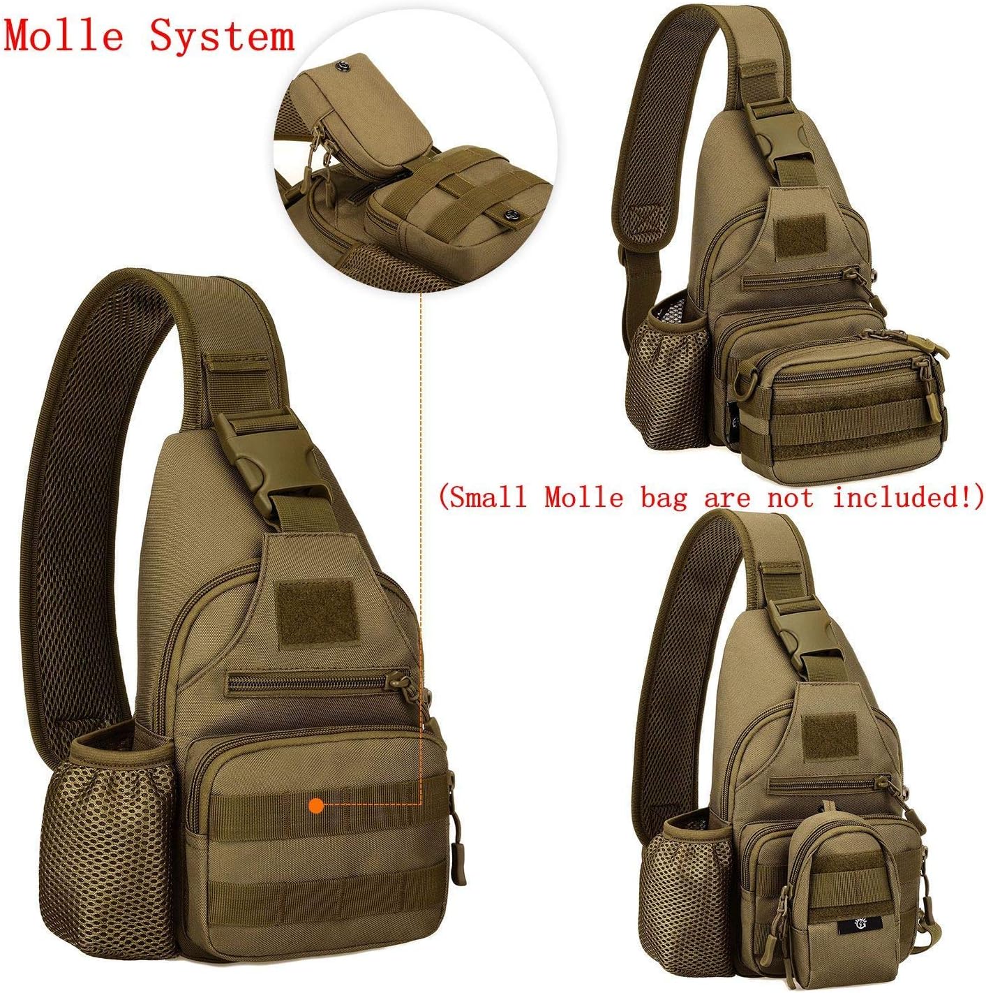 HUNTVP Small Tactical Sling Chest Pack Bag Molle Daypack Backpack Military Crossbody,Type1- ACU Camouflage