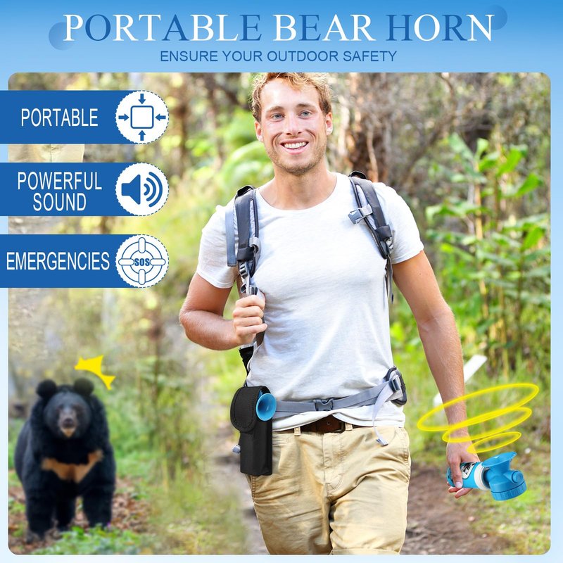 1.4oz Bear Horn Self Defense 123dB Loud Air Horn Audible up to 1/2 Mile Safety Air Horn for Wild Animals Bear Alarm for Hiking Climbing Camping and Outdoor Protection (1)
