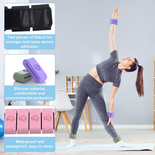 Sonkoloro Adjustable Wrist Weights for Women Men, Leg Weights for Women 0.75lb-1lb Each for Walking, Yoga, Dance, Barre, Gym (Blush, 2LB(2 Pcs))