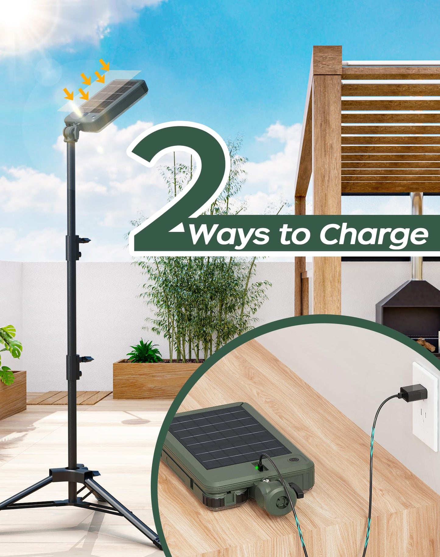 KIALUSH 10000lm Dimmable Rechargeable Work Light, 15000mAh Detachable Camping Work Light 72'' Telescopic with 2 Separate Lights, 2 Charge Ways Type C & Solar Powered