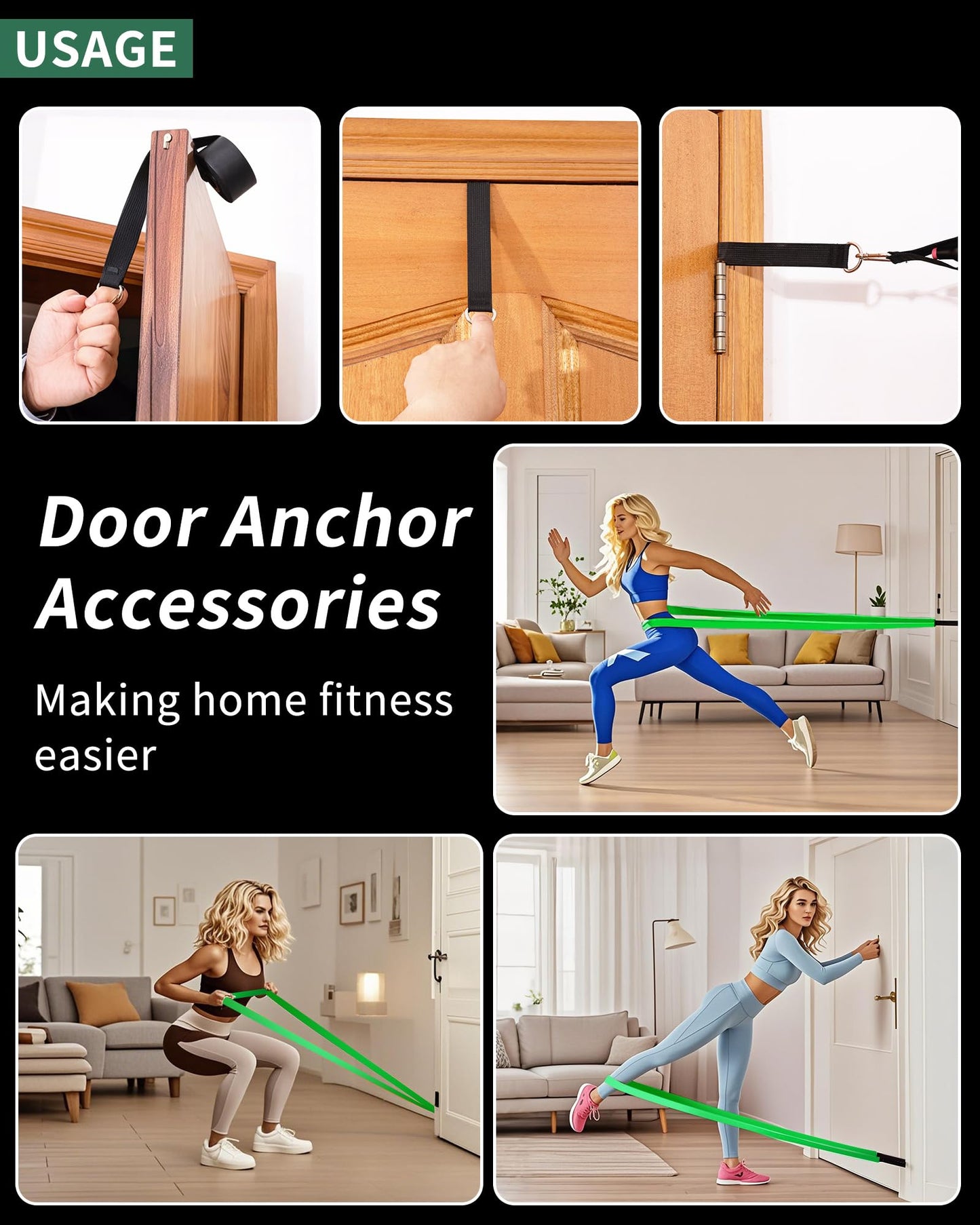 LAKXSF Pull Up Bands Set - Resistance Bands for Men and Women - Exercise, Stretching, Muscle Training - Ideal for Home/Gym Workouts - Includes Door Anchor and Elastic Bands