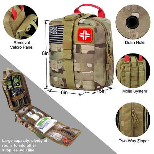 LUXMOM Survival Kit and First Aid Kit, 142Pcs Professional Survival Gear and Equipment with Molle Pouch, for Men Camping Outdoor Adventure/Gifts for Men Dad Christmas