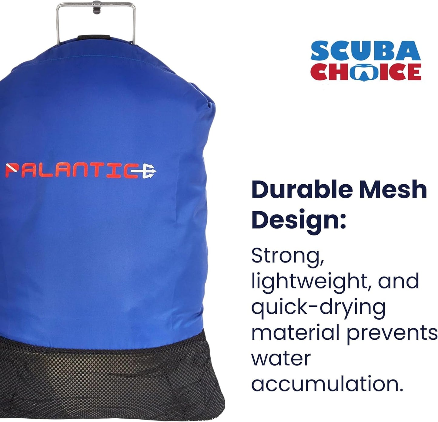 Scuba Choice Palantic Lobster Catch Gear Nylon Game Bag Net with Stainless Steel Handle, 27"x17.5", Durable & Lightweight, Easy Clip Closure for and Fish Catching (Blue)