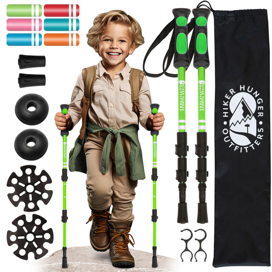 Kids Hiking Poles by USA Brand - Lightweight Collapsible Kids Walking Stick w/Quick Adjustable Flip Locks