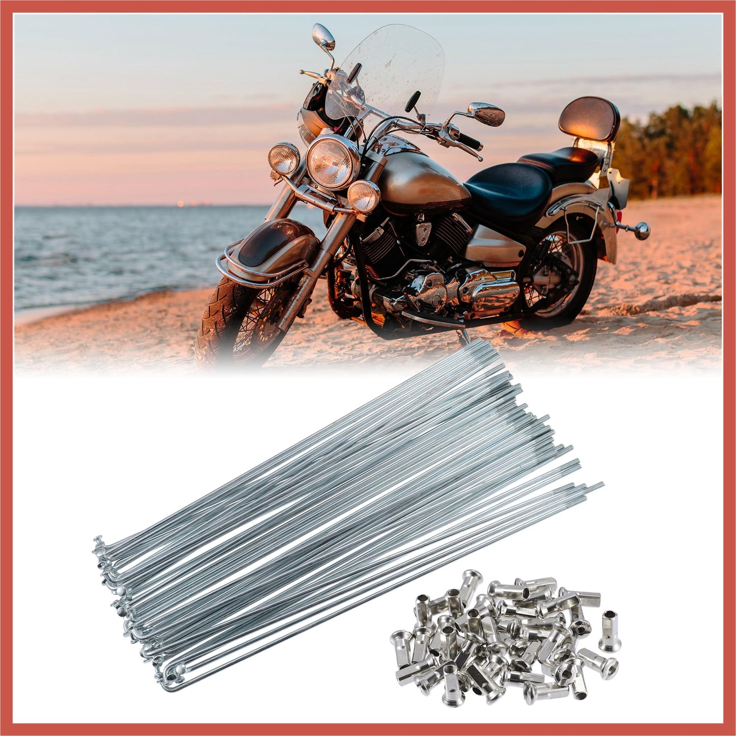 ACROPIX 40pcs Bicycle Carbon Steel Spokes 12G Bike Spoke 210mm Length with Nipples for Most Bicycle Silver Tone Car Parts