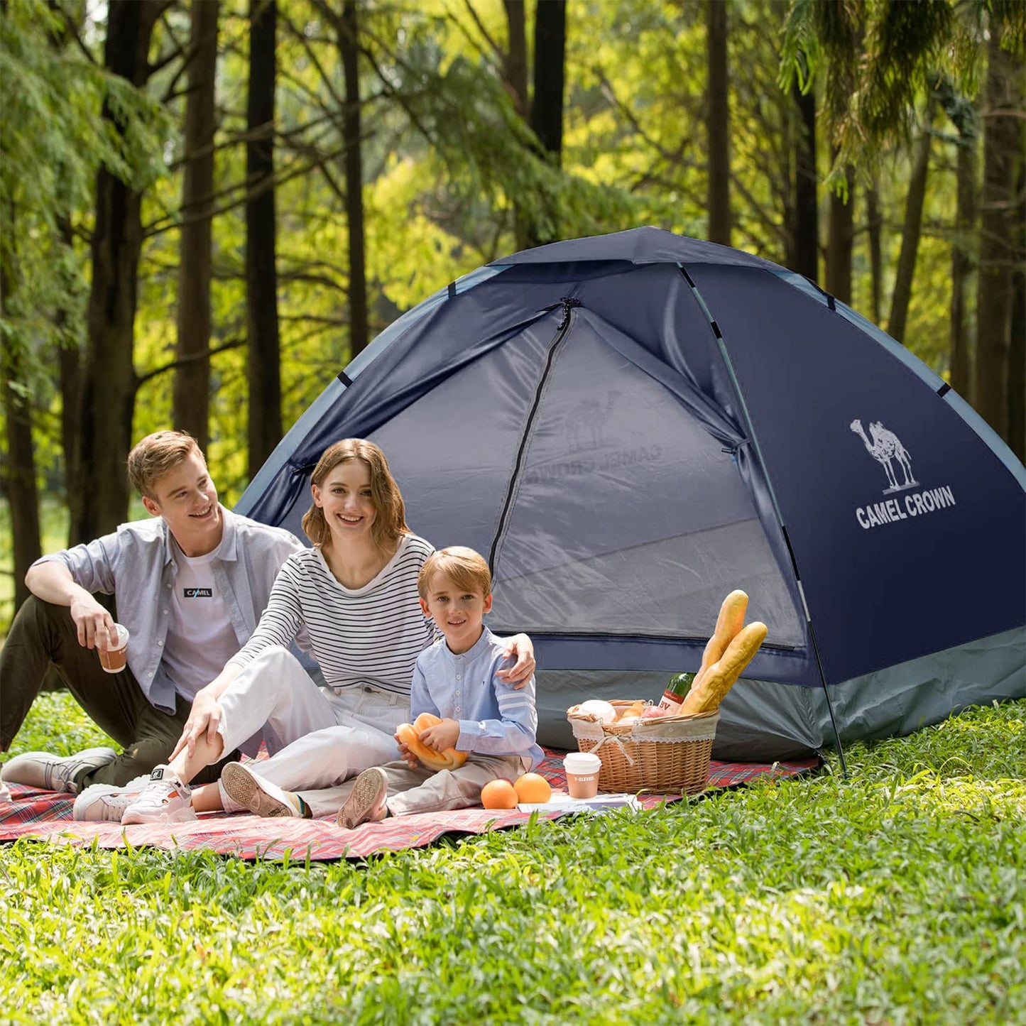 CAMEL CROWN 2 Person Camping Tent with Removable Rain Fly, Easy Setup Outdoor Tents Water Resistant Lightweight Portable for Family Backpacking