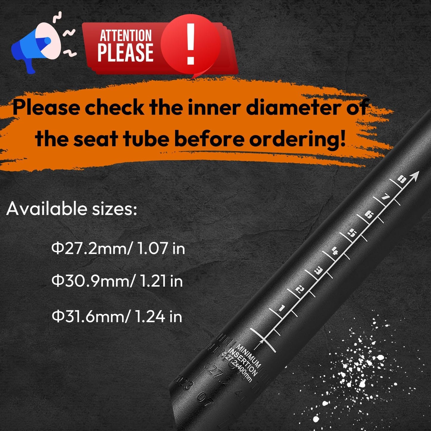 Rmiott Bike Seat Post 27.2mm Aluminum Bicycle Seatpost Replacement 400mm Length for BMX MTB Road Trail Gravel Hybrid Bike -Black