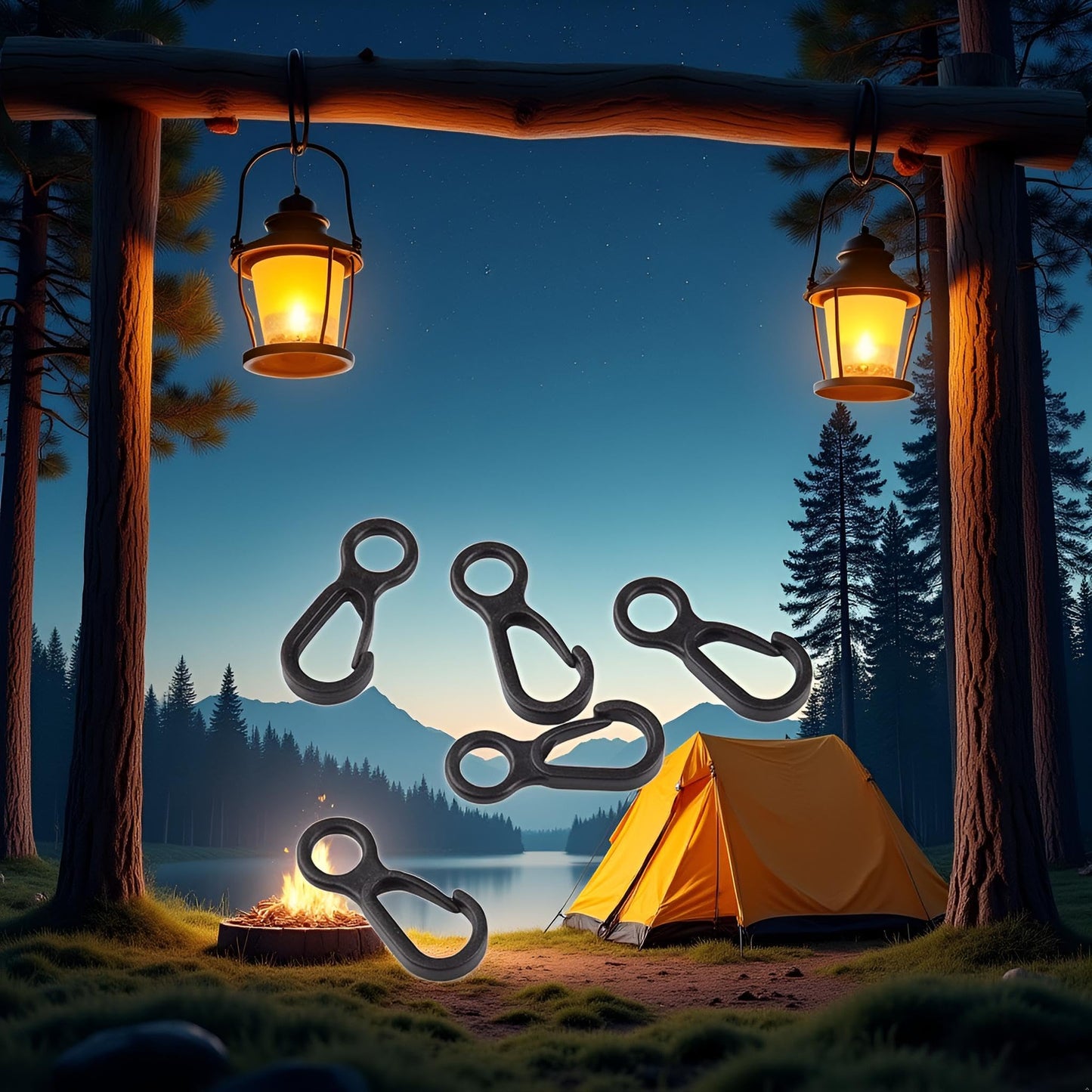 10pcs/Set Black Clip Hooks Outdoor Camping Light Accessories Camping Fixed Canopy Tools Hiking Plastic Tent Hooks Tarp Black Plastic Snap Hooks Small Tent Hooks for Lights Hanging to Canopy Heavy