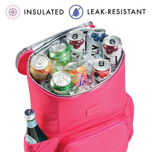 Fit & Fresh Insulated Backpack Cooler – Leak-Proof, Waterproof Beach & Travel Bag for Women, 24 Can Capacity Picnic & Cooler Bag, Hot Pink