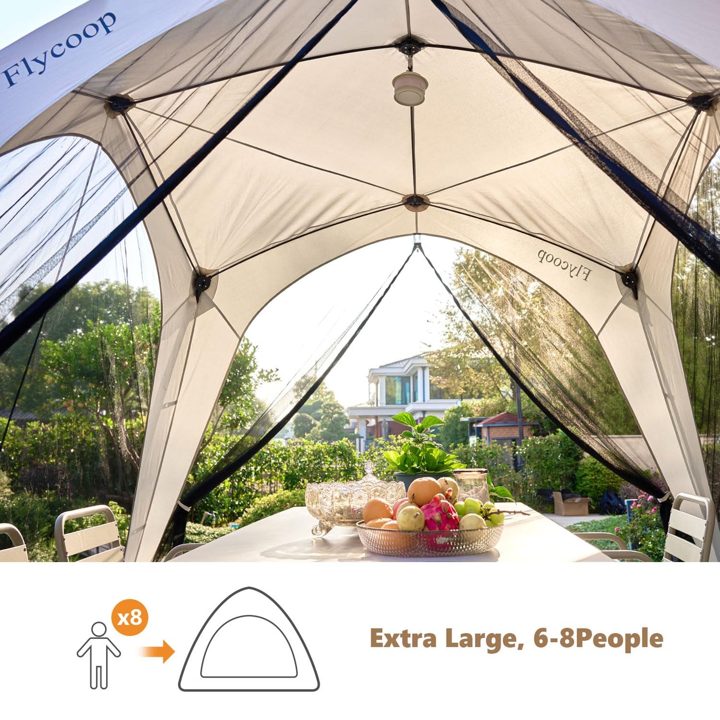 10x10 Screen Tents for Camping, 6-8 Persons Screen House with Mesh Doors and Carry Bag, 360° Ventilated & Bug Free for Backyard, Patio, Picnic, Outdoor Quick Setup Folding Insect