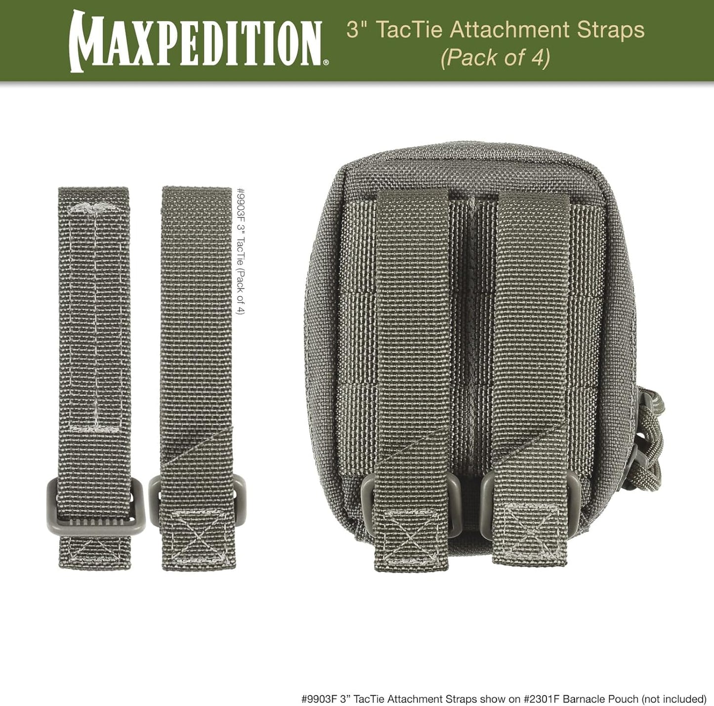 MAXPEDITION 3-Inch TacTie Attachment Straps (Pack of 4) MOLLE Clips for EDC Pouches and Pocket Organizers, Replacement MOLLE Straps for Tactical Gear