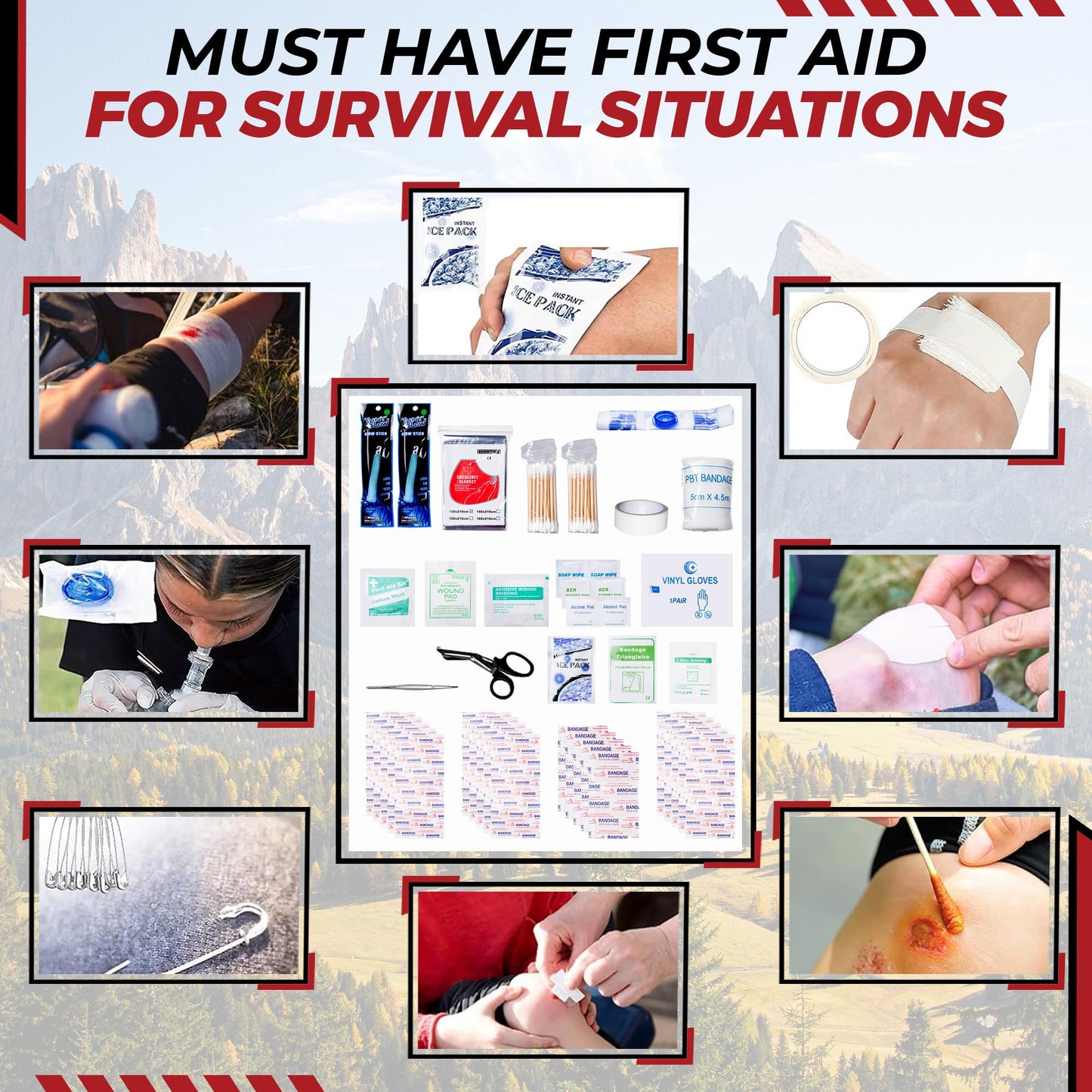 320-Piece Survival Kit | Emergency Gear for Camping, Hiking & Disaster Preparedness | Essential Roadside Emergency Kit | Molle Compatible Bug Out Bag | First Aid, Tactical Tools & Survival Essentials