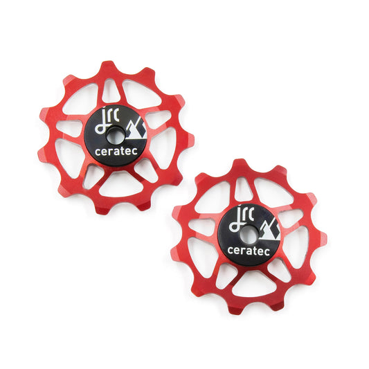 JRC Components 11T Ceramic Pulley Wheels | Compatible with 12 Speed Shimano 105 R7150 & Ultegra R8150 | Hybrid Ceramic Derailleur Pulley Wheel -Red