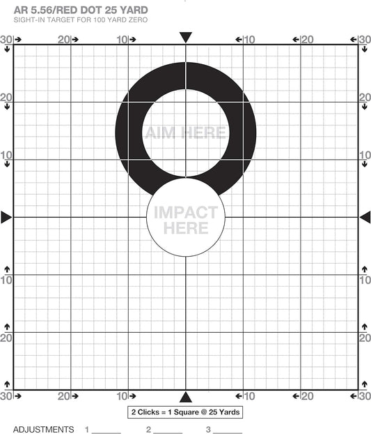 25 Yard Sight-in Targets for a 100-Yard Zero - USE RED DOT Optics