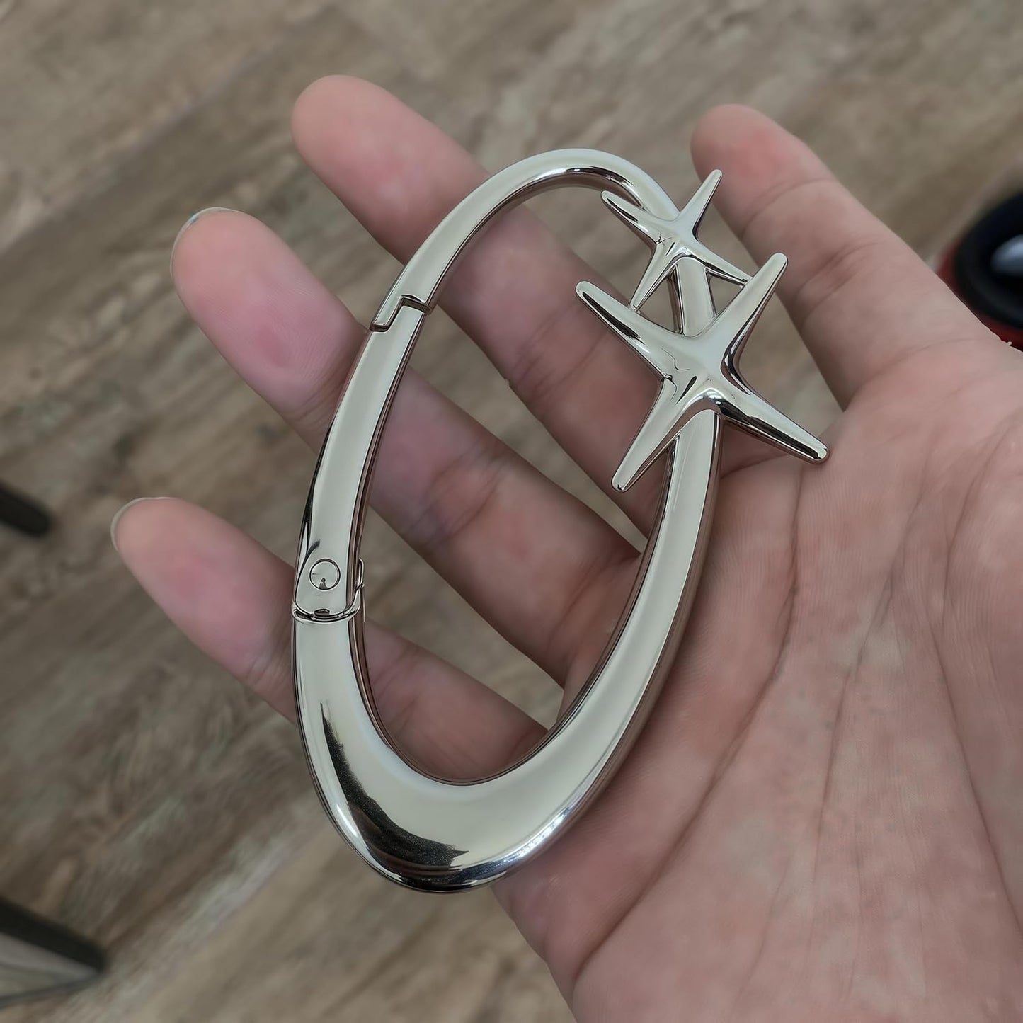 Starlight Y2K Metal Heavy Shiny Carabiner Belt Loop Accessory Belt,Star Silver Carabiner Keychain,Matte Chrome Karibiner, Gift her