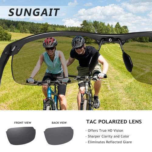 SUNGAIT Mens Women Polarized Sports Sunglasses +Baseball Fishing Driving Sunglasses +Al-Mg Frame UV400 Protection (Gunmetal Frame/Gray Lens)
