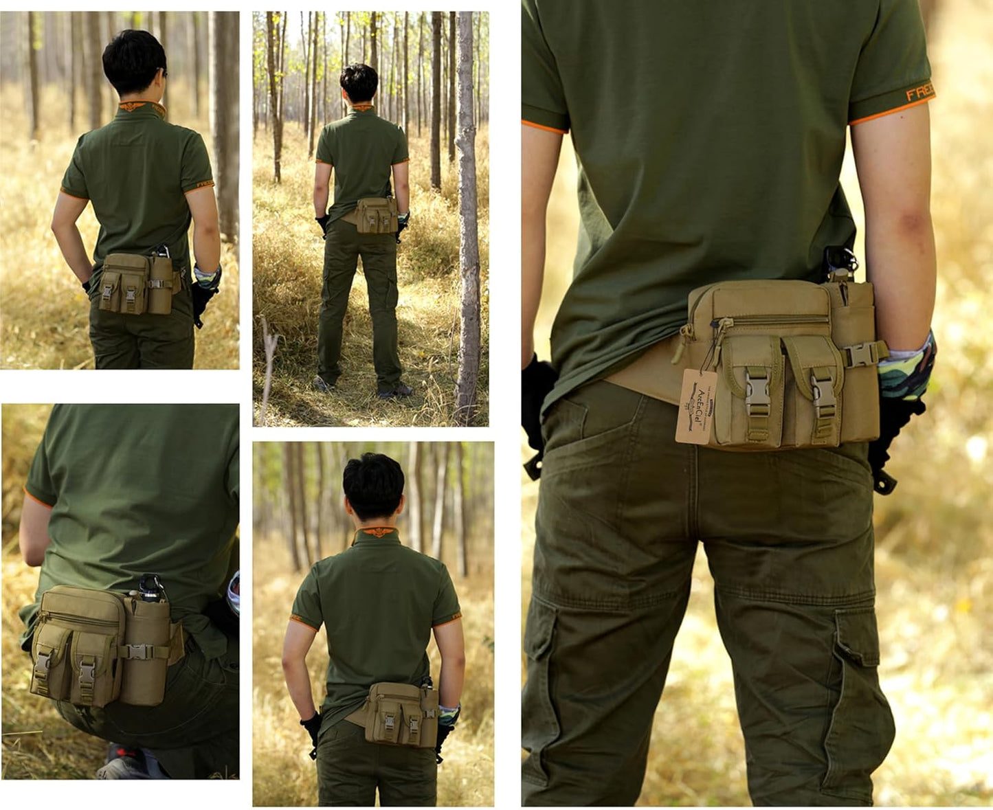 ArcEnCiel Tactical Fanny Pack Waist Bag Hip Belt Outdoor Fishing Bumbag with Water Bottle Pocket Holder